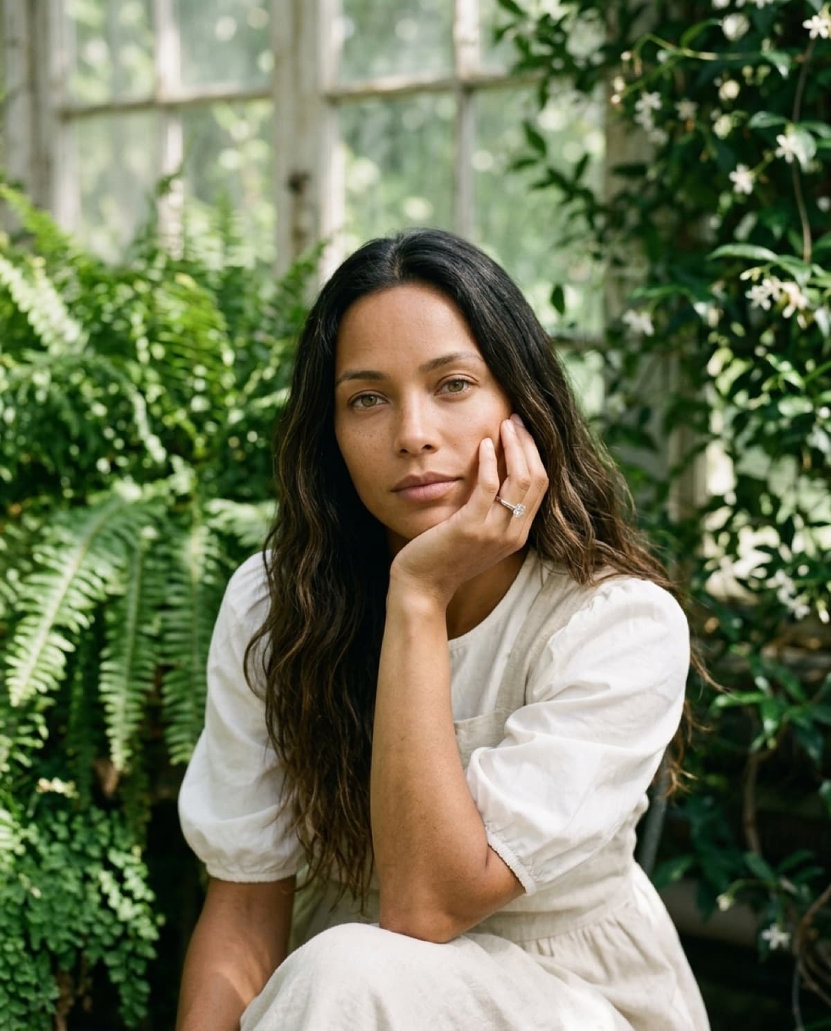 lifestyle photographed with bling ai — camila in the conservatory