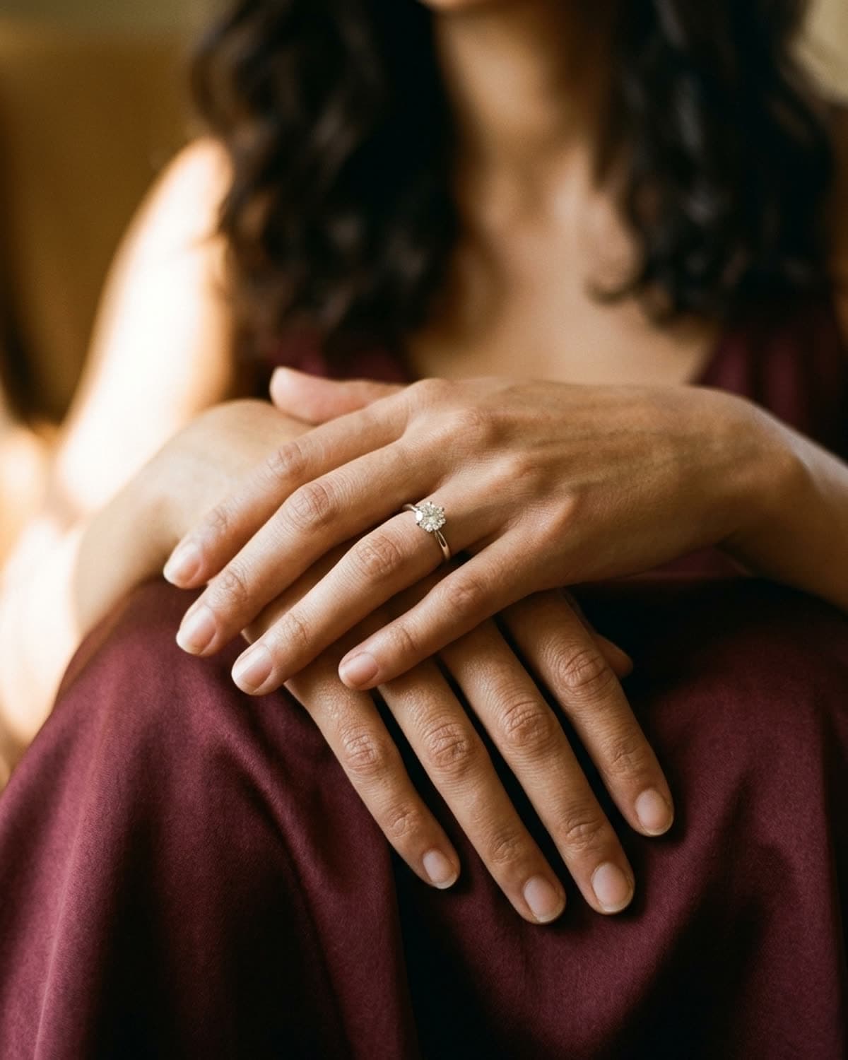 ring photographed with bling ai — oxblood silk