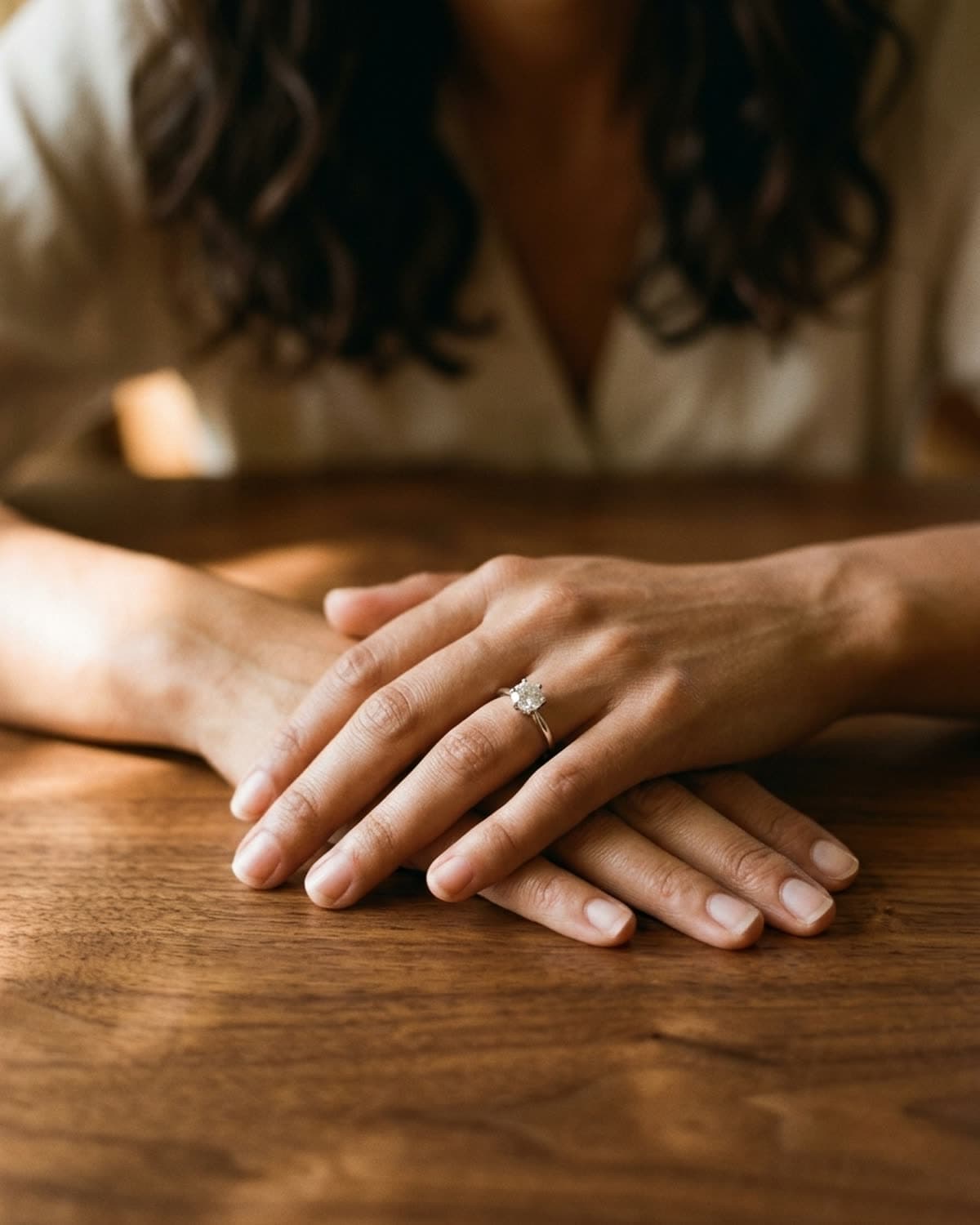 ring photographed with bling ai — warm wood, soft window