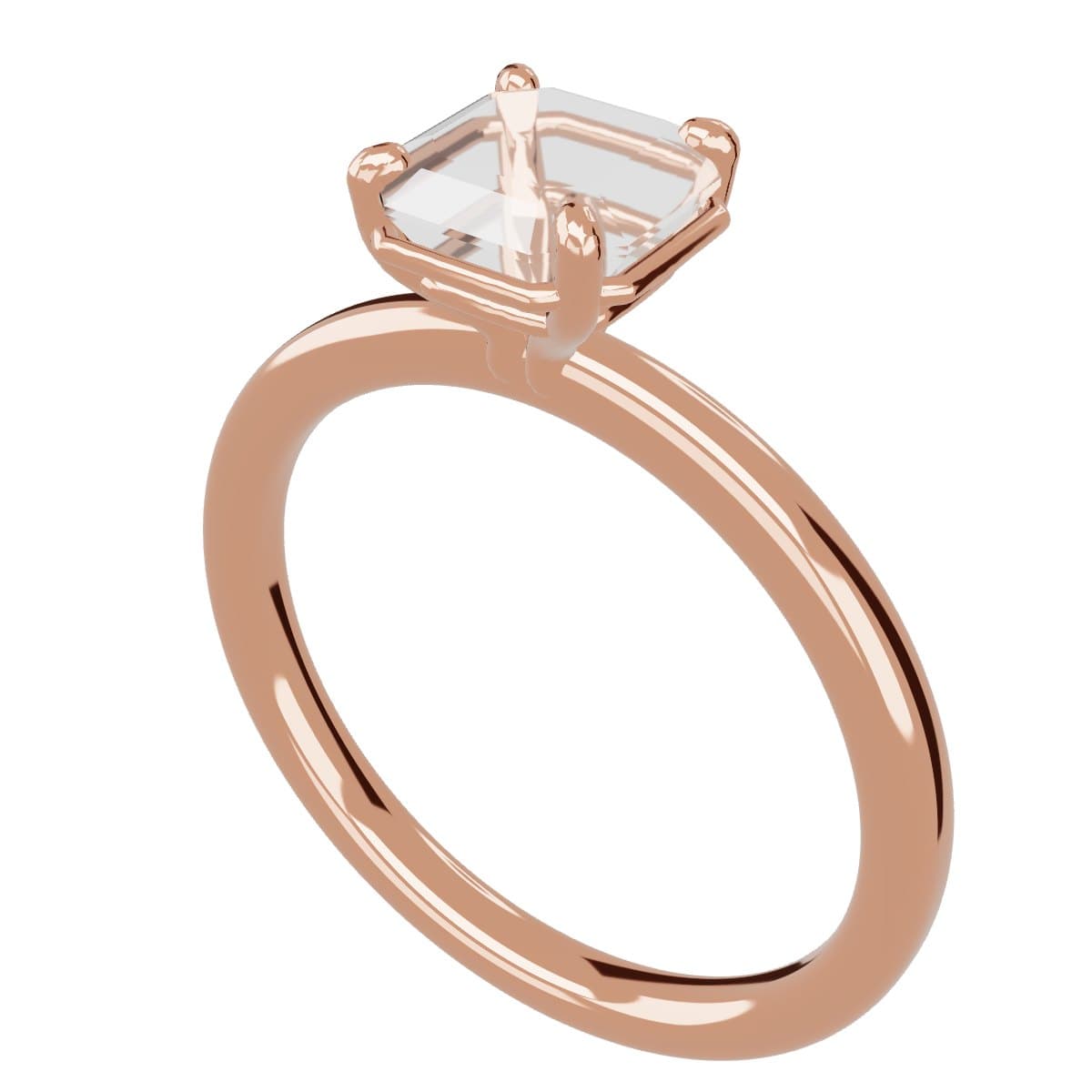 Asscher cut engagement ring 3D model