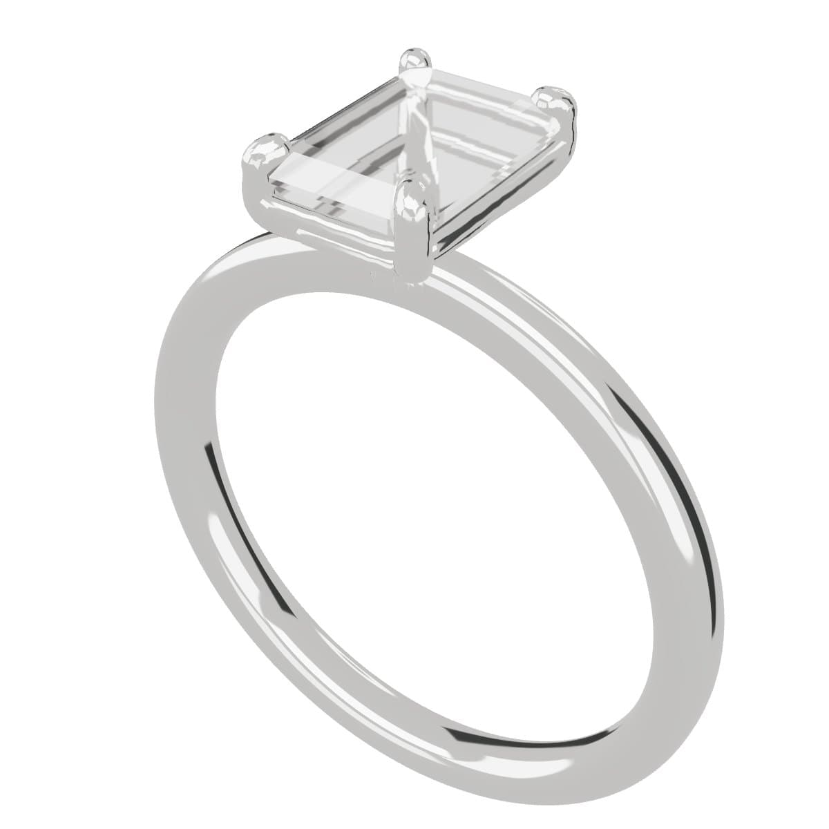 Emerald cut engagement ring 3D model
