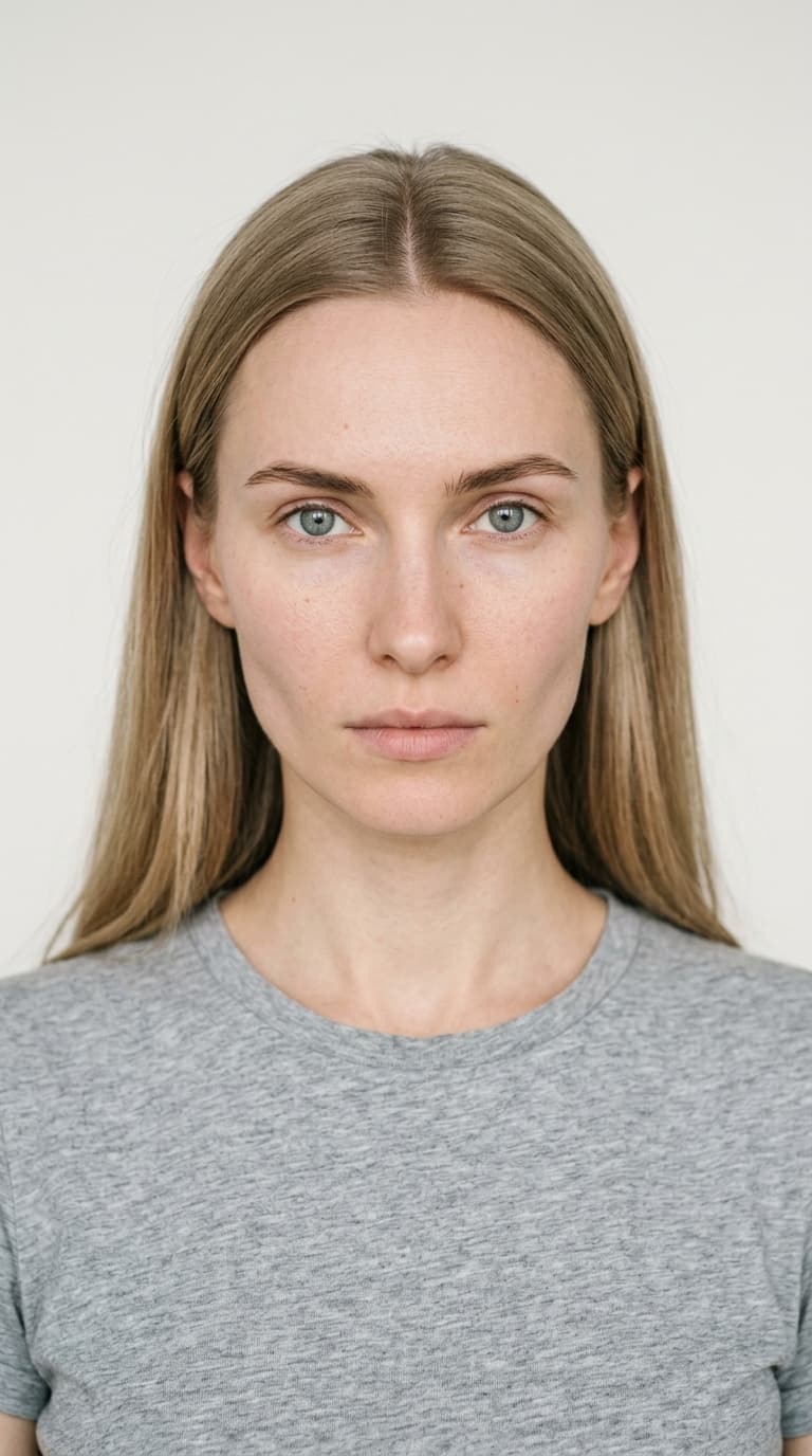 anya — sharp ice ai house model, ash-blonde hair, ice-grey eyes, slavic editorial portrait
