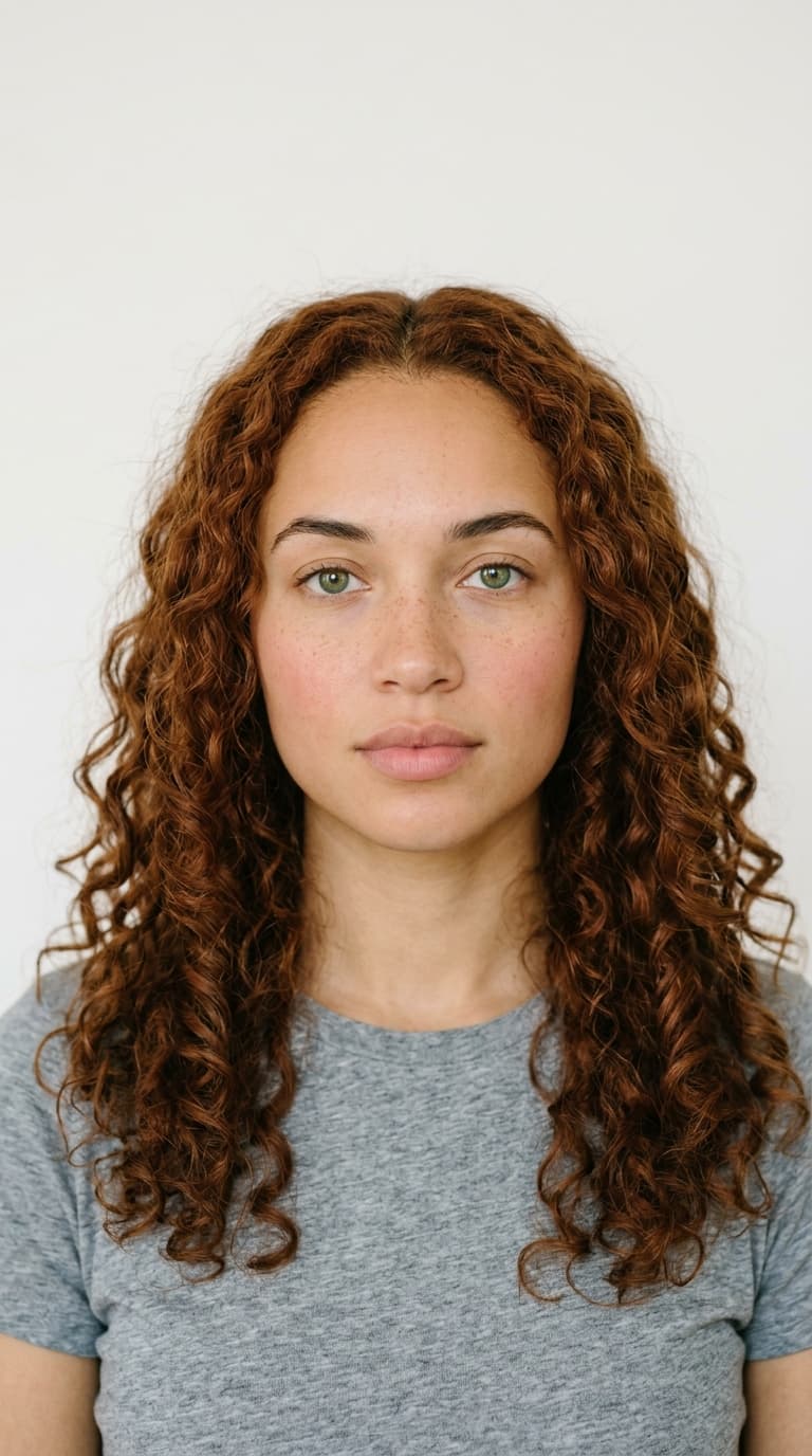 lila — boho fine ai house model, biracial, auburn ringlets, freckles, bright green eyes